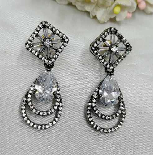 Party wear american diamond jewellery earrings with shine