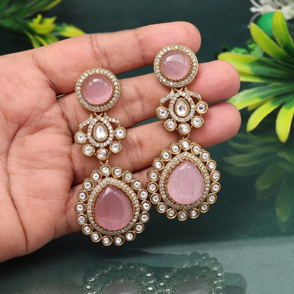 American diamond jewellery jhumka earrings with pearl drops